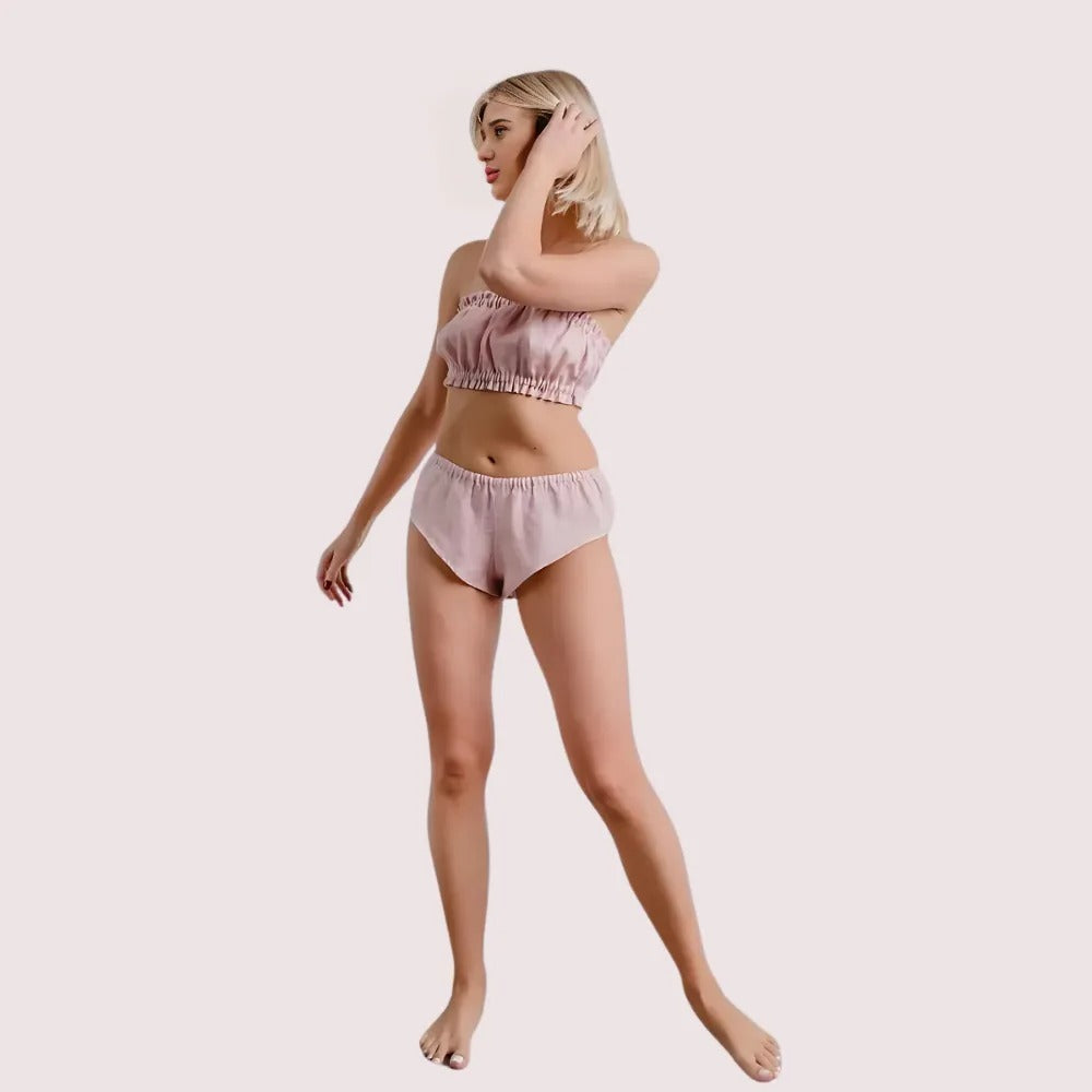 Linen Luxe Ruffle Bandeau &amp; Knickers Set – 2 Pack